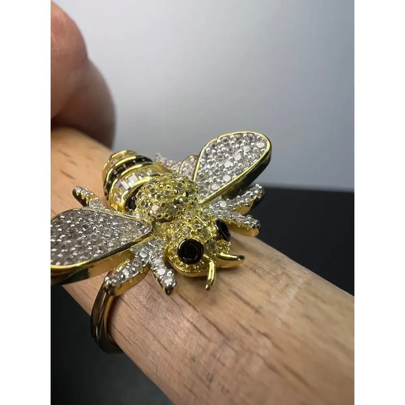 Bumblebee gold over sterling silver CZ ring size 9 - Picture 11 of 11